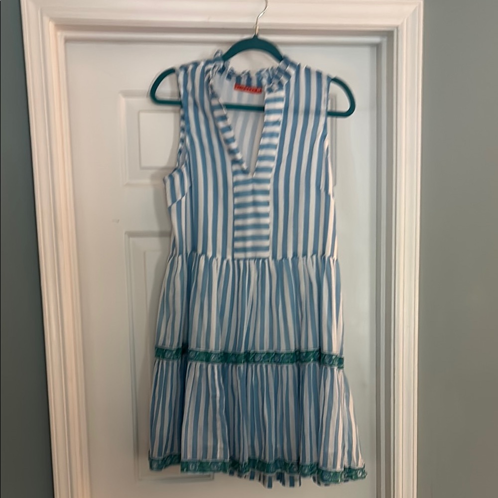 Oliphant Blue and White Sleeveless Sundress